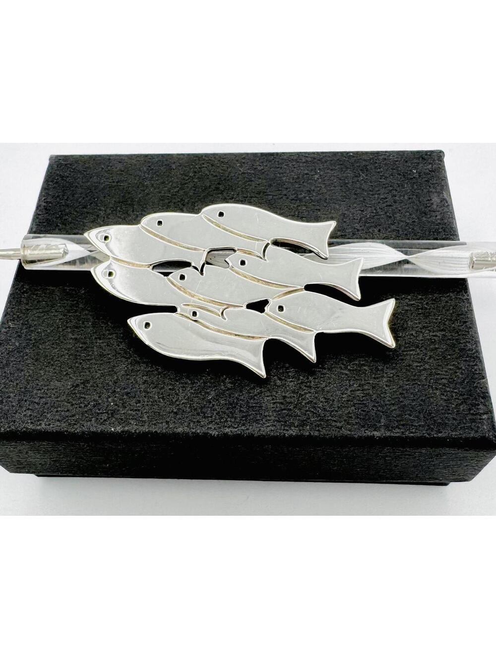 Taxco (TC - 125) sterling silver school of 9 fish pin/brooch